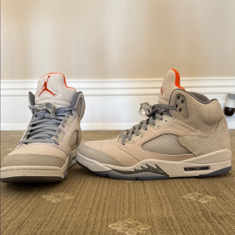 Men's Jordan Gray and Orange High-Top Sneakers - Great condition